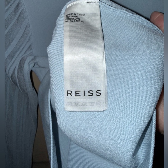 REISS Brooklyn Sheer Sleeve Knit Top Baby Blue Womens Size Small - Picture 5 of 7